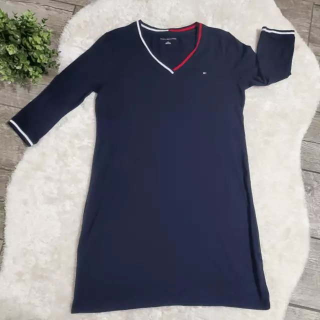 Tommy Hilfiger Navy Blue Tennis T-Shirt Dress 3/4 Sleeve, Size Large