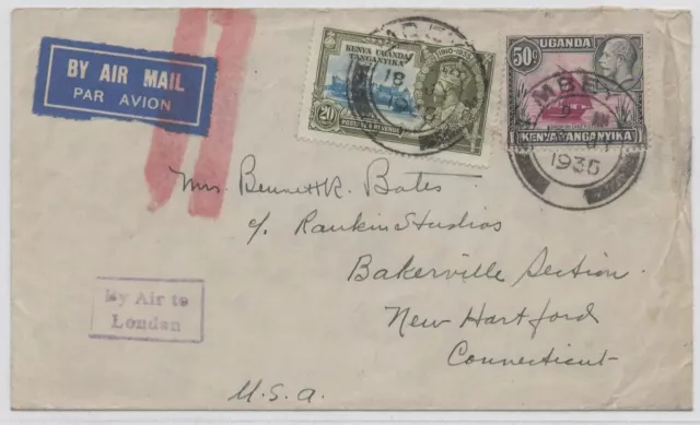 KUT - Tanganyika 1935 courrier aérien, livraison aux États-Unis kgv Pictorials MBEYA timbres de données