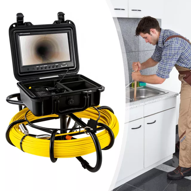 100FT Pipe Inspection Camera HD1200 TVL Drain Sewer Camera 9" LCD Monitor IP68