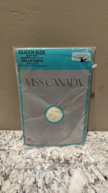 Vintage Miss Canada reinforced panty & toe pantyhose Alabaster Queen 100% Nylon