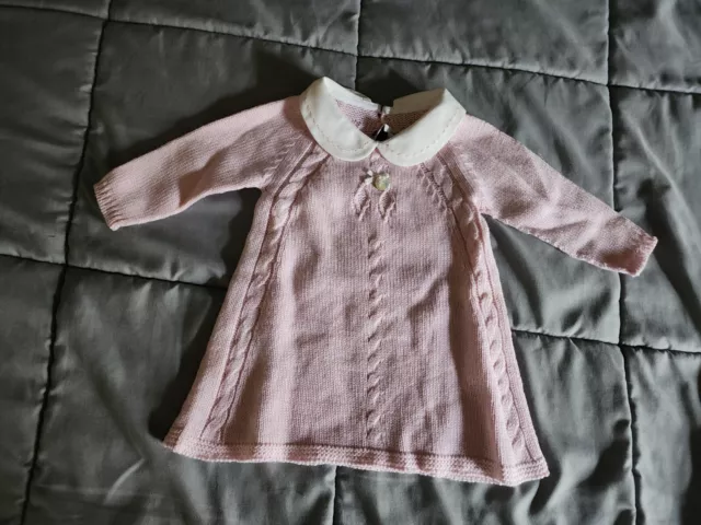 Pili Carrera Baby's Girl Pink Knit, Peter Pan Collar Size  3 Months NWOT