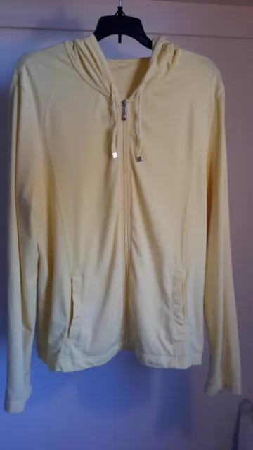 Danskin Now Womens Size L Long Sleeve Zip Up Jacket Hoodie 2 Pockets Ivory Color