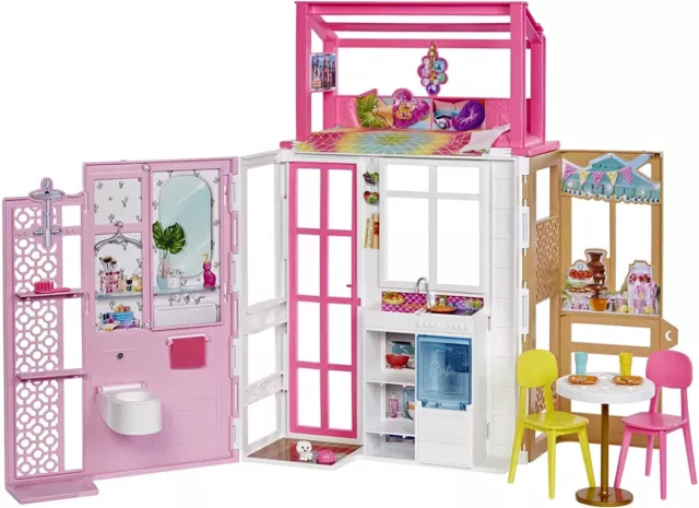 Mattel Loft Barbie a 2 piani con 4 aree Gioco, Bambola non Inclusa HCD47