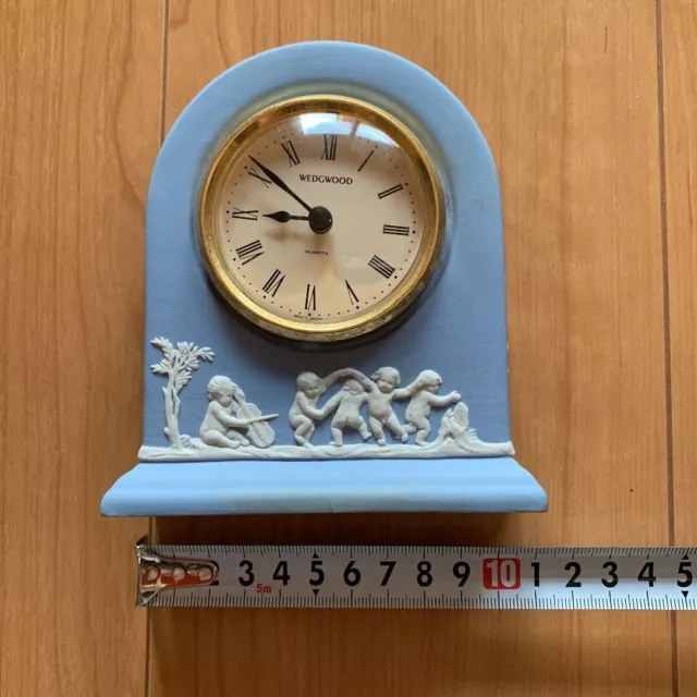 Reloj de mesa Wedgwood jaspe azul pálido reloj griego