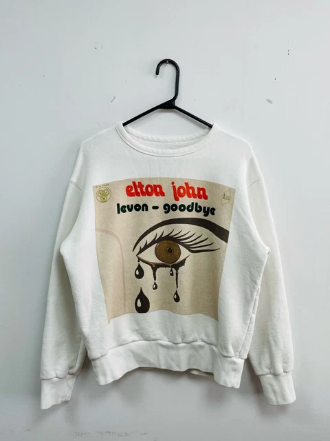 RRP $1200 GUCCI Elton John - Levon Goodbye White Sweashirt size S made in Italy RRP $1200 GUCCI Elton John - Levon Goodbye White Sweashirt size S made in Italy