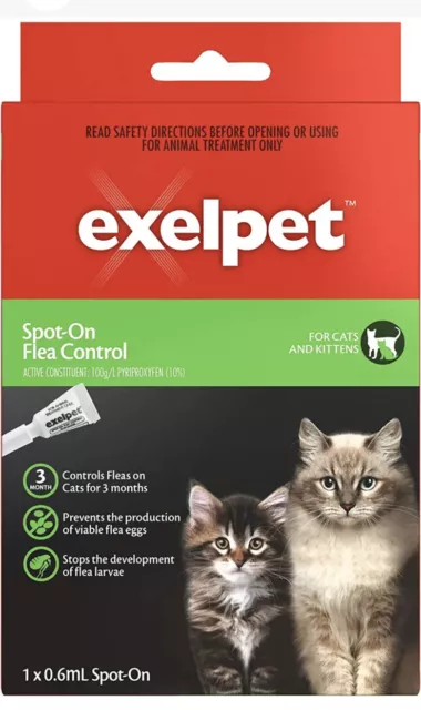 CAT FLEAS EXELPET Spot-On Flea Control For Cats & Kittens