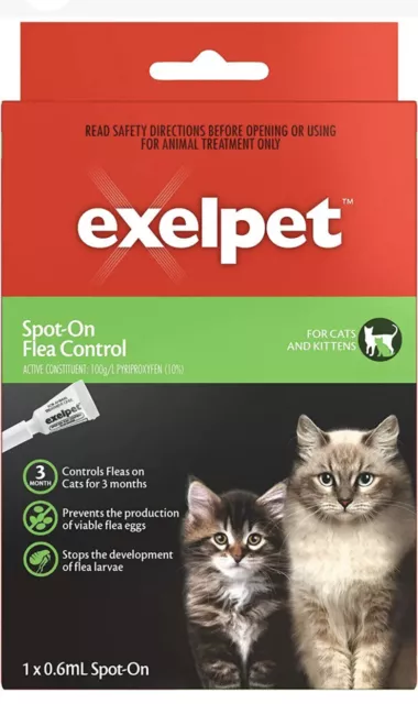 CATS FLEAS EXELPET Spot-On Flea Control For Cats & Kittens