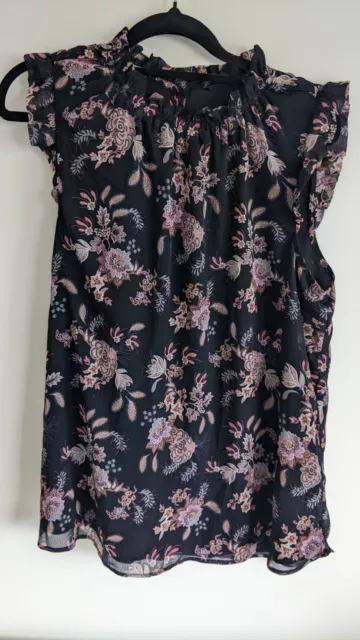 Portmans Top Size 12 Black Floral Pattern Sleeveless