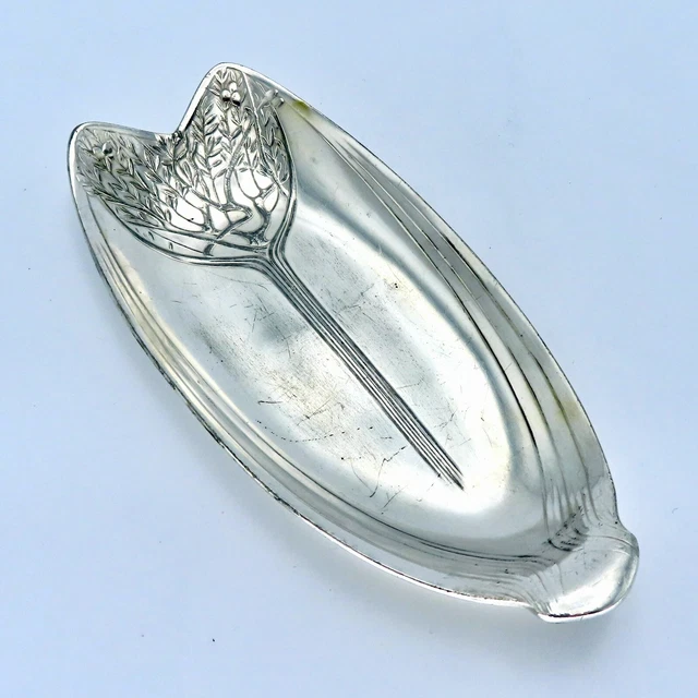 Christofle Verde Oliva Placa Bañado en Plata Antigüedad Catchall Francés Nouveau