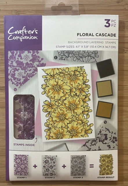 Crafters Companion Floral Cascade Background Layering Stamps 3Pc