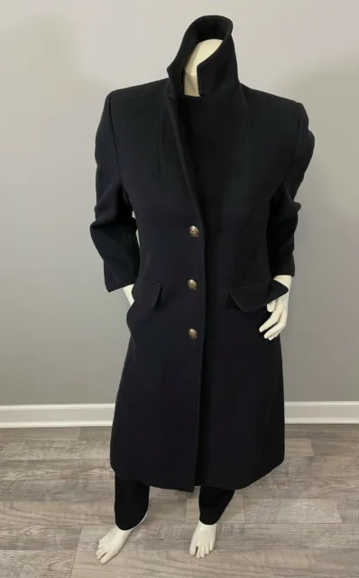 Albert Nipon Petite Womens Long 3-Button Front 100% Wool Peacoat Jacket Size 6