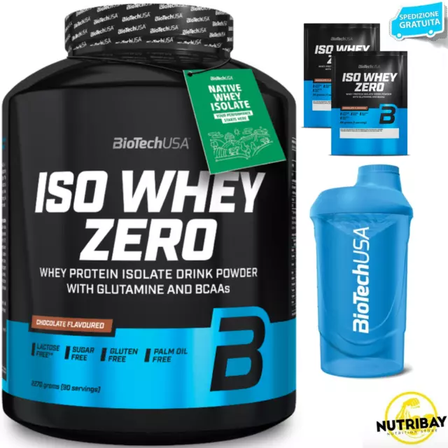 Biotech Iso Whey Zero 2270 gr Proteine Isolate del Siero senza Glutine + SHAKER