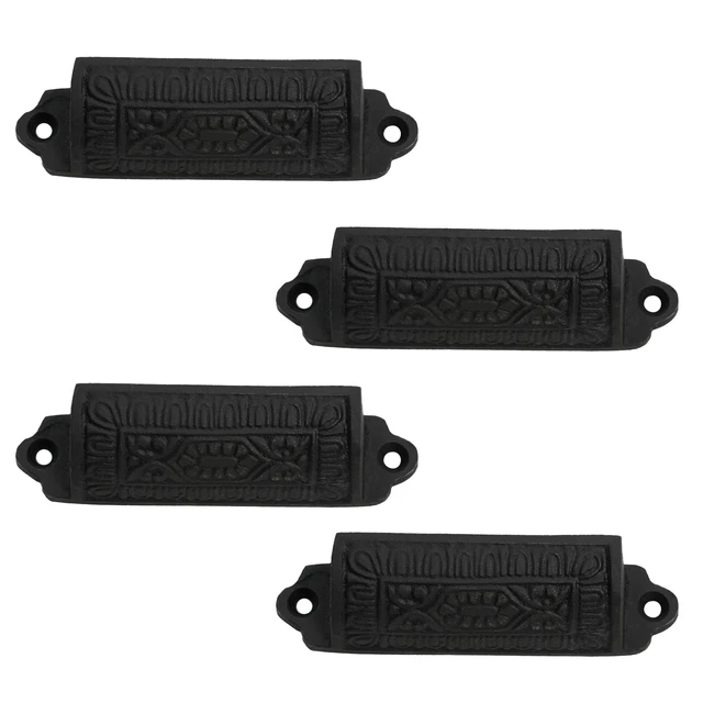 Drawer Cabinet Pull Handles Cast Iron Black Handles Kitchen Hardware Set of 4