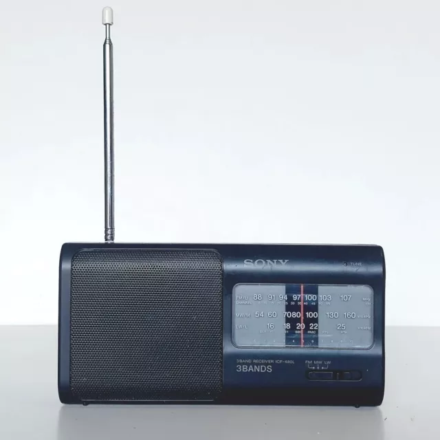 SONY ICF-480L Portable Analog Radio 3 Bands FM MW LW Battery Powered Or 4.5V DC