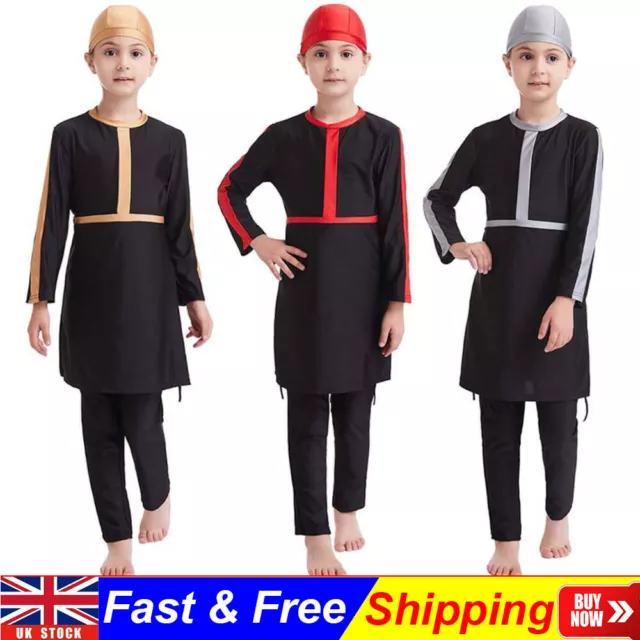 Girls Islamic Muslim Swimwear Modest Fit Burkini Full Cover Kids 3 pieces Arab