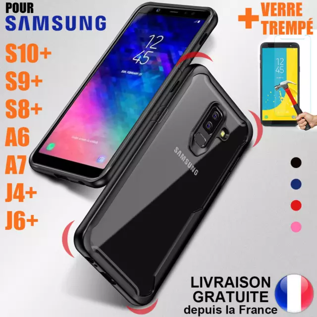 Housse Etui Coque Effet Bumper + Film Protection J6 plus/A6/A7/A8/S8/Plus/S9/S10