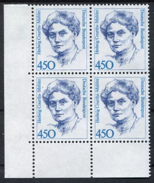 Bund Nr. 1614 Frauen Eckrand Viererblock postfrisch VB Ecke 3 BRD 1992 450 Pf.