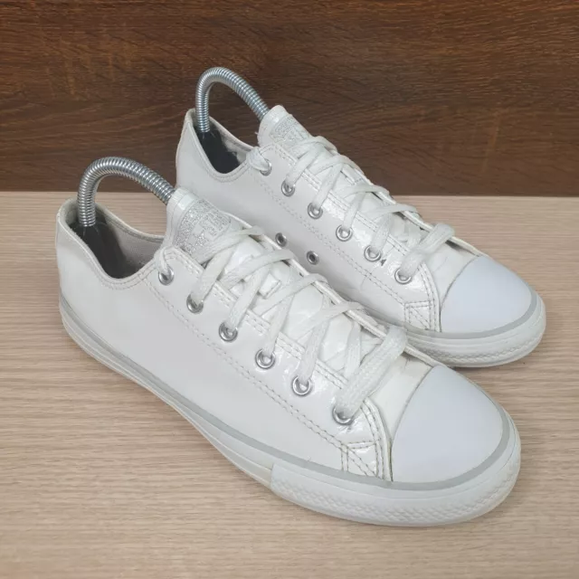 Converse All Star Low Top Trainers Unisex Size UK 5 White Patent Sneakers EU 38