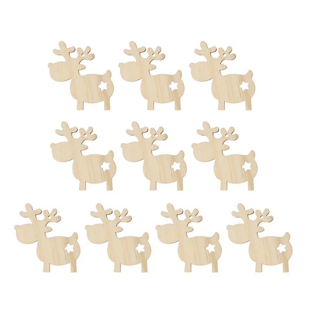 10 Pcs Wooden Plain Log Christmas Party Favors Gifts Tags Cutout
