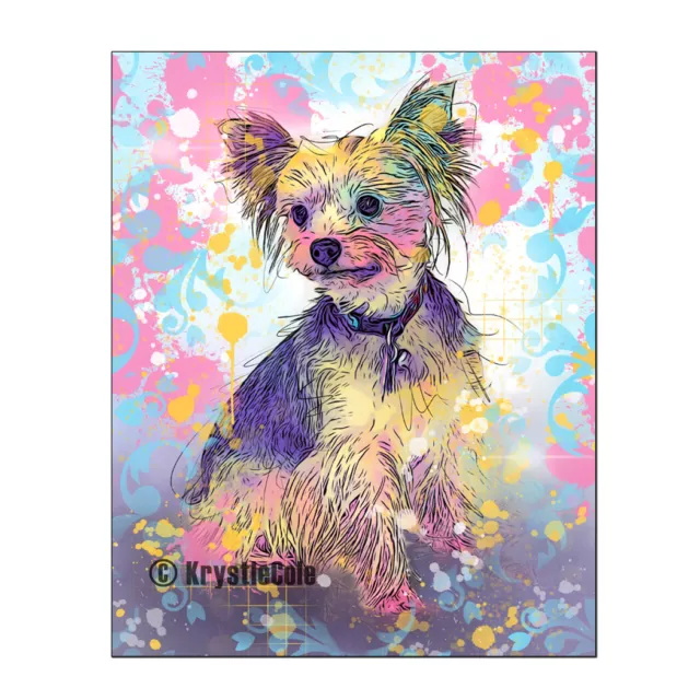 Yorkie Art Print on PAPER or CANVAS. Original Artwork by Krystle Cole