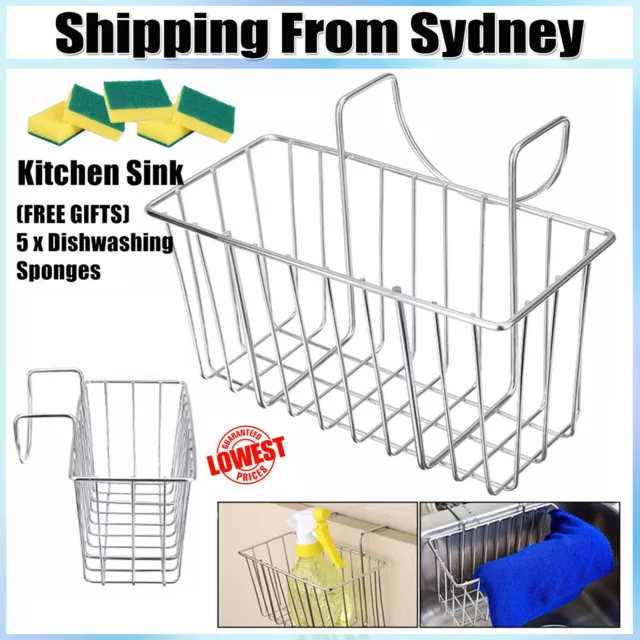 Kitchen Soap Rack Brush Stainless Steel Sink Caddy Sponge Holder Organizer Tools