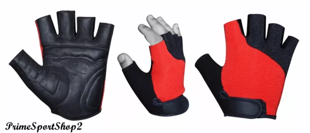 Real Leather Padded Perforate Palm Cycling Gym Training Sports Wheelchair Gloves