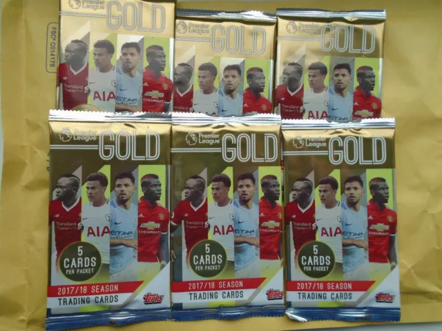 Topps Premier Gold 2017/18 6 pacchetti di carte sigillati Premier League