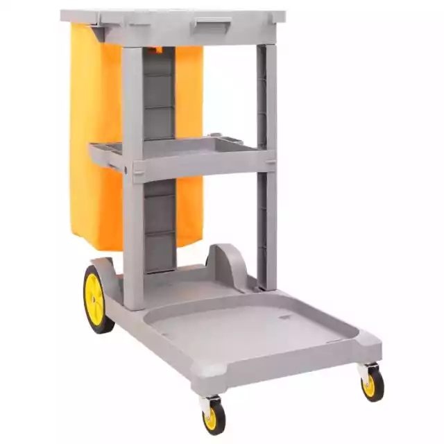 Vidaxl Carrello Pulizie 3 Ripiani Sacco Rimovibile PP e Tessuto Oxford