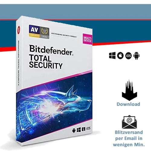 BITDEFENDER TOTAL SECURITY 2024, 1/3/5/10 Geräte 1/2/3 Jahre