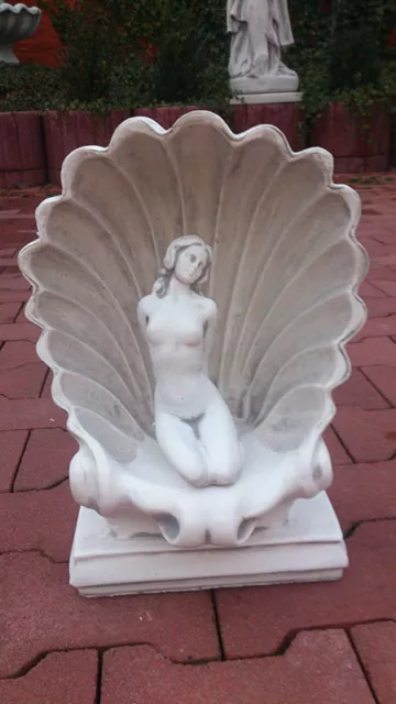 Steinfigur "Frau in der Muschel" 41 cm, Steinguss, Statue Gartenfigur, Skulptur 2
