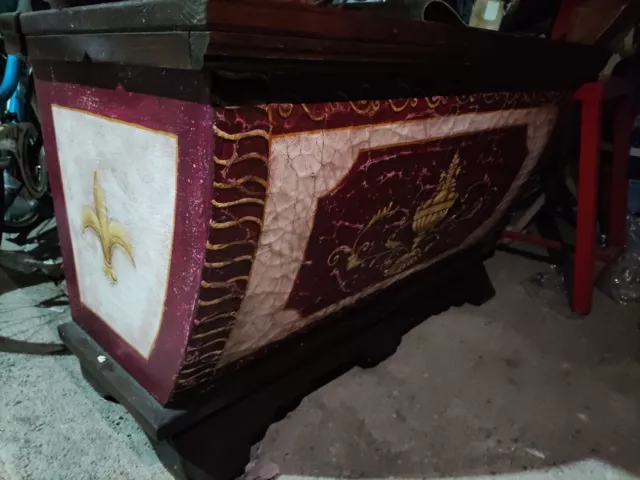 Cassapanca Nuova in legno Massello Decorata a mano