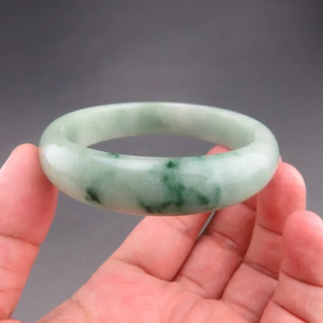 60mm Certified Grade "A" Natural Green Jadeite Jade Gems Bangle Bracelet V86