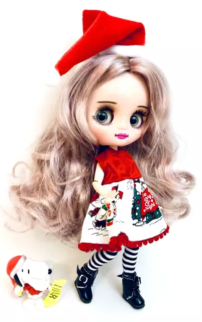 Muñeca porro personalizada Middie Blythe Snoopy Navidad 8" con lindo conjunto navideño 3