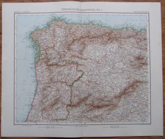 1906 PYRENÄISCHE HALBINSEL 4 historische Landkarten je 49x40,5 cm old maps