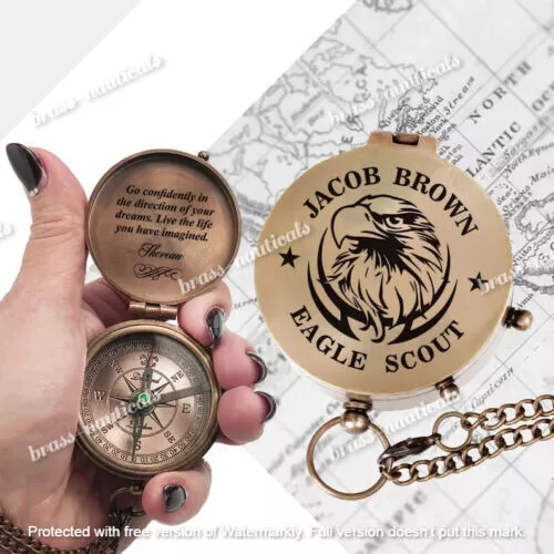 Eagle Scout Personalized Brass Compass | Vintage Brass Compass Best Custom Gift
