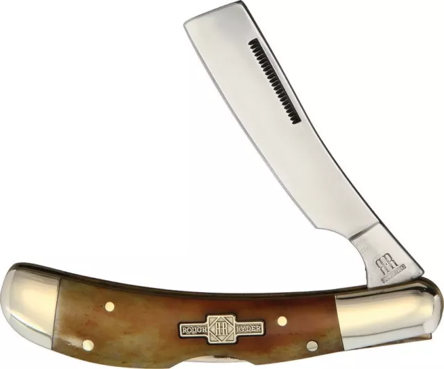 Rough Ryder pocket knife Amber Bone Handle Razor  Lockback 3