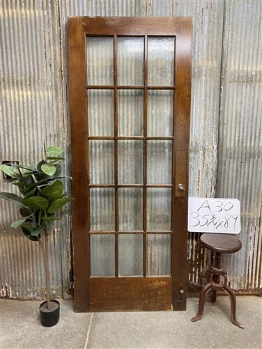 15 Pane Glass Door (35.75X89), Vintage American Door, Architectural Salvage, A30