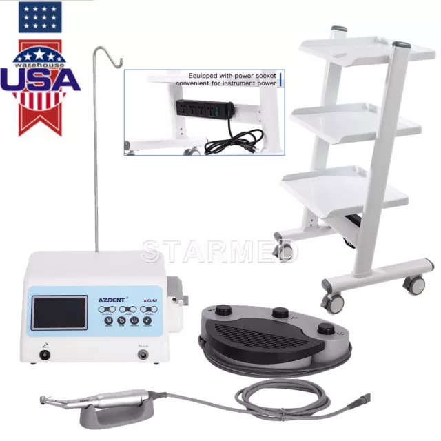 Dental Trolley Mobile Tool Cart Power Sockets /Implant System Brushless Motor