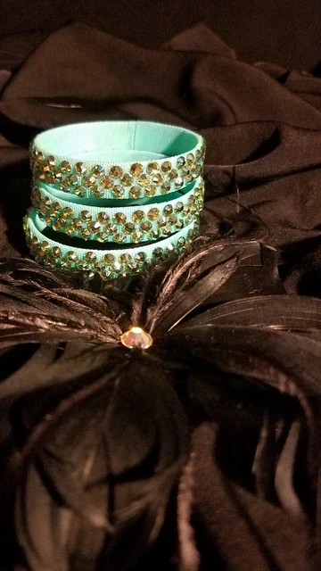 Ballroom Dance Jewelry Bracelets made with  Swarovski Peridot AB Set of 3
