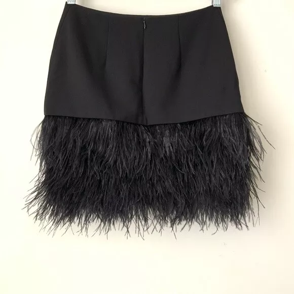 Polo Ralph Lauren BLACK Women's Ostrich Feather Hem Pencil Skirt US 0 3
