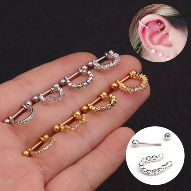 Pack De 2 Pendientes De Aro De Acero Para Piercing Del Lóbulo De La Hélice < 2