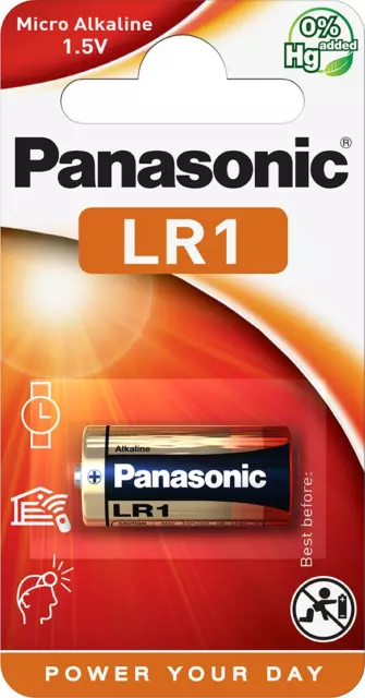 1 x LR1 PANASONIC® 1.5V Alkaline Battery N MN9100 E90 GP910A Long Expiry NEW