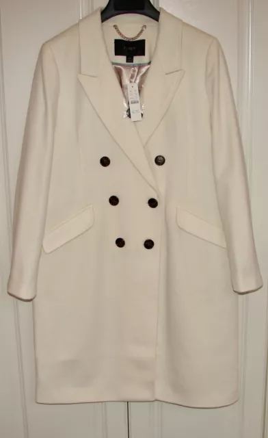 NWT J Crew size 12 Petite ivory double-breasted wool blend topcoat #AT701