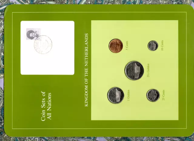 Coin Sets of All Nations Netherlands w/card UNC 1982-1984 2.5,1 Gulden 1982