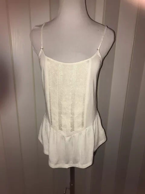 American Eagle Outfitters Ivory Spaghetti Strap Boho Tank Top Size S Flowy