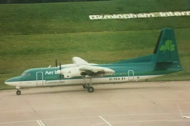Vintage Photo Air Aer Lingus Commuter Fokker 50 EI-FKA Airline Plane Travel