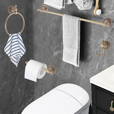 4Pcs Towel Bar Set Antique Brass Bath Accessories Bathroom Hardware Wall Mounted