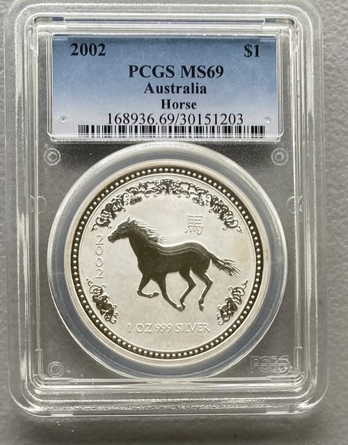 Australia 2002 Silver Horse - PCGS MS69 ER Australian MS 69 Blue Label
