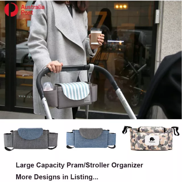 Large Pram Stroller Organiser Nappy Bag Pouch Milk Bottle Baby Gift Hanger