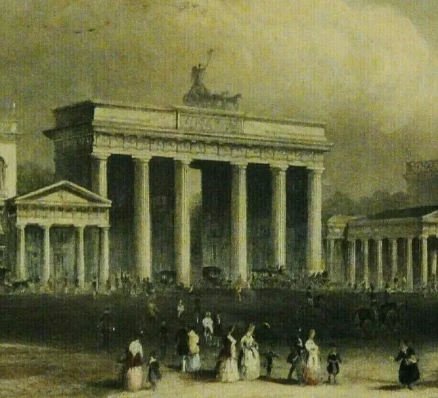 Berlin - DAS BRANDENBURGER THOR - um 1840 kolor Stahlstich gez. & sculp A. Carse